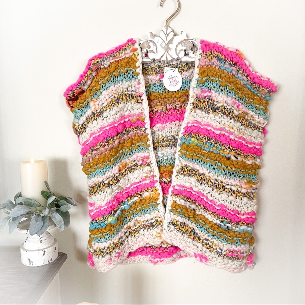 Free People Hand Made Knit Sunrise Vest / Sweater